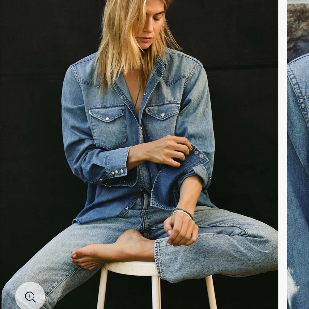 Imogen and Willie pearl snap denim shirt